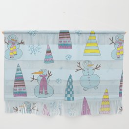 Snowmen with Christmas trees Wall Hanging