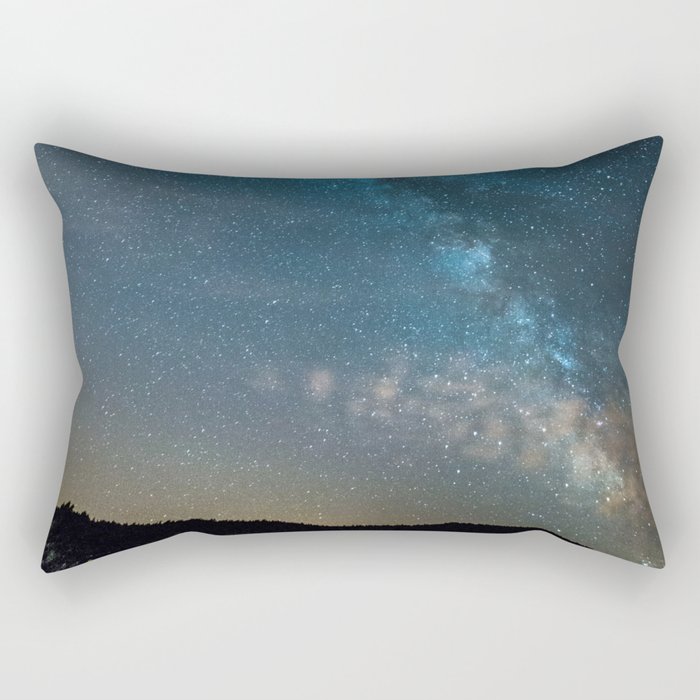 Blue Milky Way Galaxy Stars At Night Rectangular Pillow