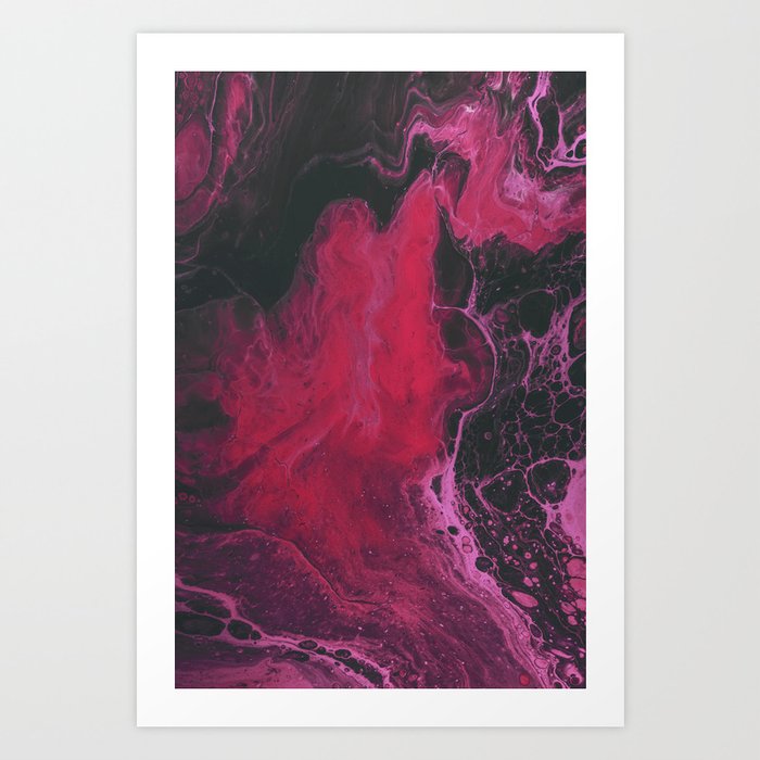 Magic Magenta Modern Art Abstract Marble Painting Art Print