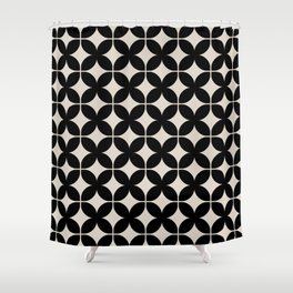 Geometric Flower Pattern 922 Black and Linen White Shower Curtain | Graphicdesign, Pattern, Boho, Diamond, Midcenturymodern, Modern, Mod, Regency, Curated, Bohemian 