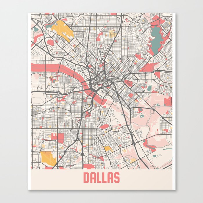 Dallas city map Canvas Print