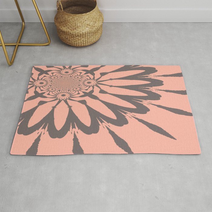 Modern Flower Peach And Gray Rug By Vintageby2sweet Society6