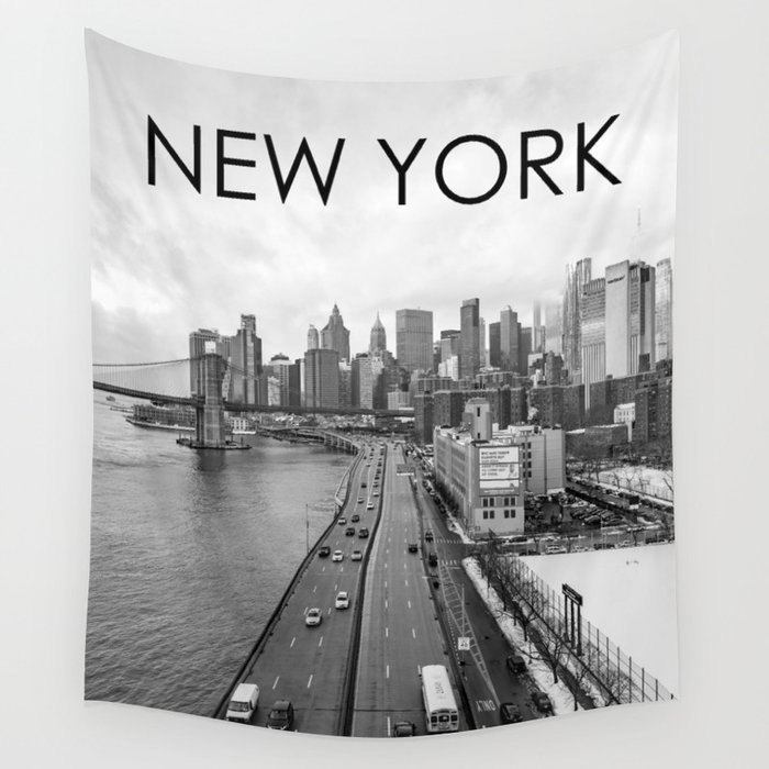New York City | Black and White Photography | Lower Manhattan Views Wall Tapestry