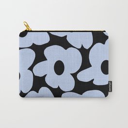 Baby Blue Retro Flowers on Black Background #decor #society6 #buyart Carry-All Pouch