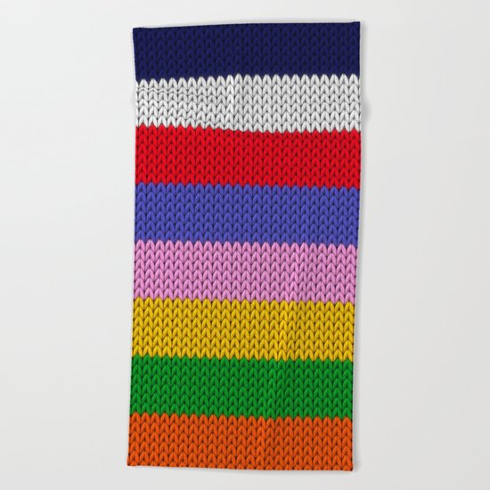 Knitted colorful stripes Beach Towel