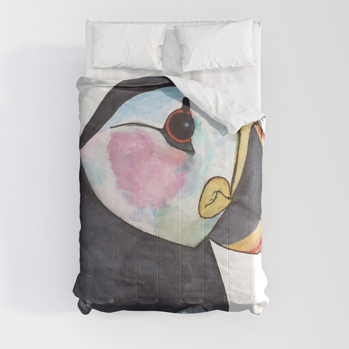 Water colored puffin  Comforter