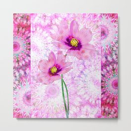 Pink Mandala Cosmos Flower Floral Art  Metal Print