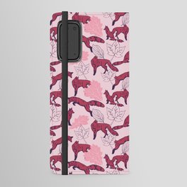 Red fox on a woodland walk on a pink background Android Wallet Case