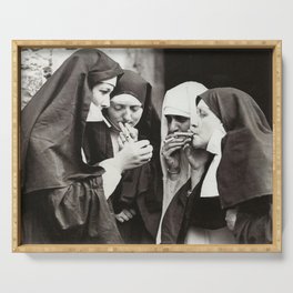 Nuns Smoking Serving Tray