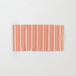 [ Thumbnail: Dark Salmon and White Colored Pattern of Stripes Hand & Bath Towel ]