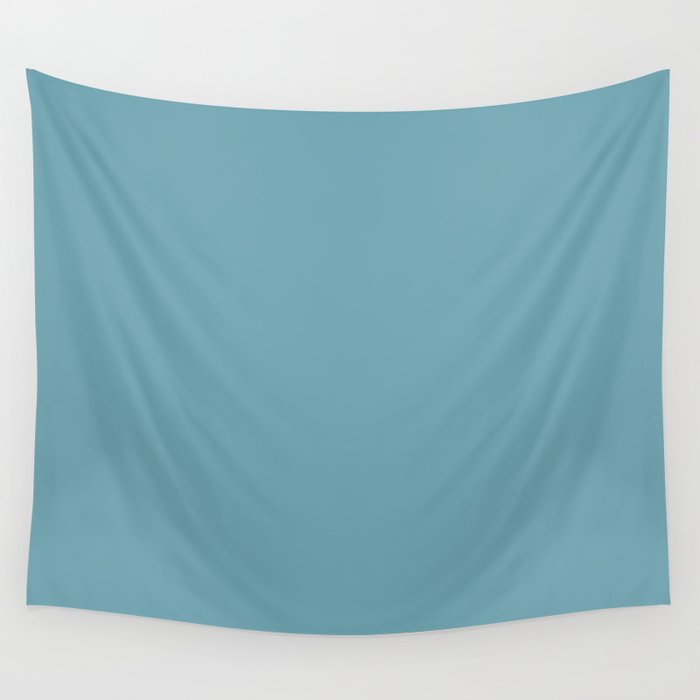 Medium Blue-Green Solid Color Pairs Pantone Stillwater 16-4610 TCX Wall Tapestry