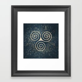 Triskelion Golden Three Spiral Celtic Symbol Framed Art Print