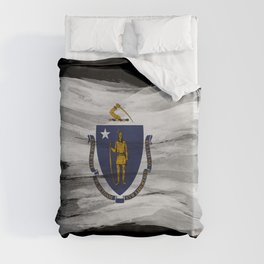 Massachusetts state flag brush stroke, Massachusetts flag background Duvet Cover