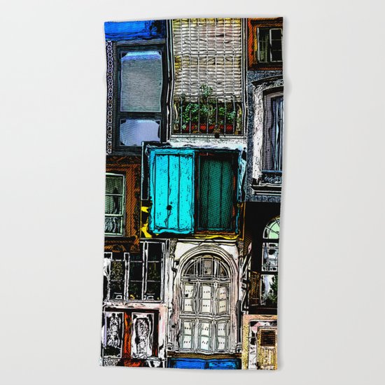 Textural Windows Collage Beach Towel