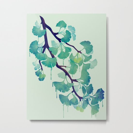 O Ginkgo (in Green) Metal Print