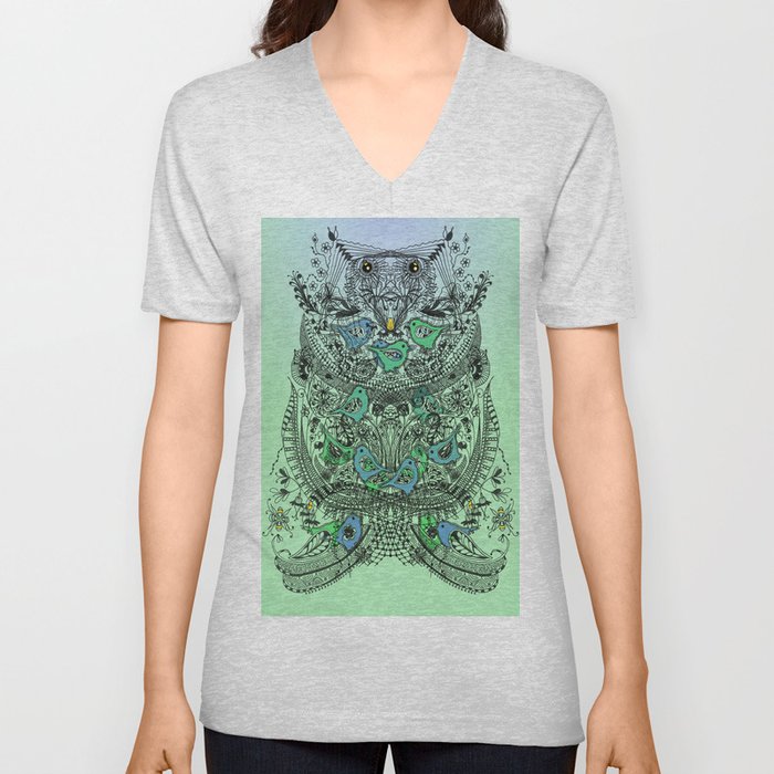 Little Birds and big brother Owl V Neck T Shirt