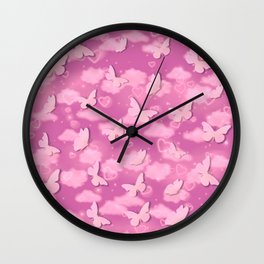 Pink butterflies Wall Clock