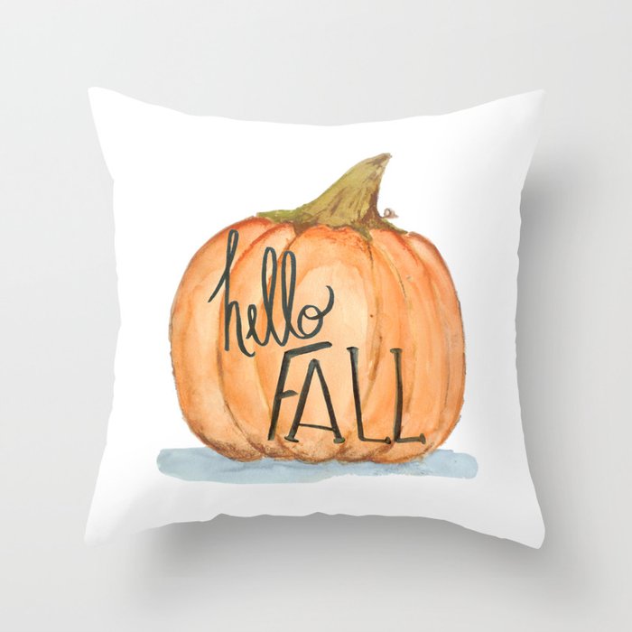 Hello fall pumpkin Throw Pillow