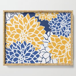 Flower Blooms, Blue and Yellow Serving Tray
