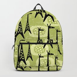Mid Century Modern Giraffe Pattern Black and Chartreuse Backpack