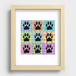 Colorful Quilt Dog Paw Print Drawing Recessed Framed Print