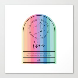Libra Zodiac | Rainbow Stripe Canvas Print