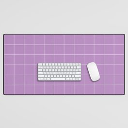 Windowpane Check Grid (white/lilac) Desk Mat
