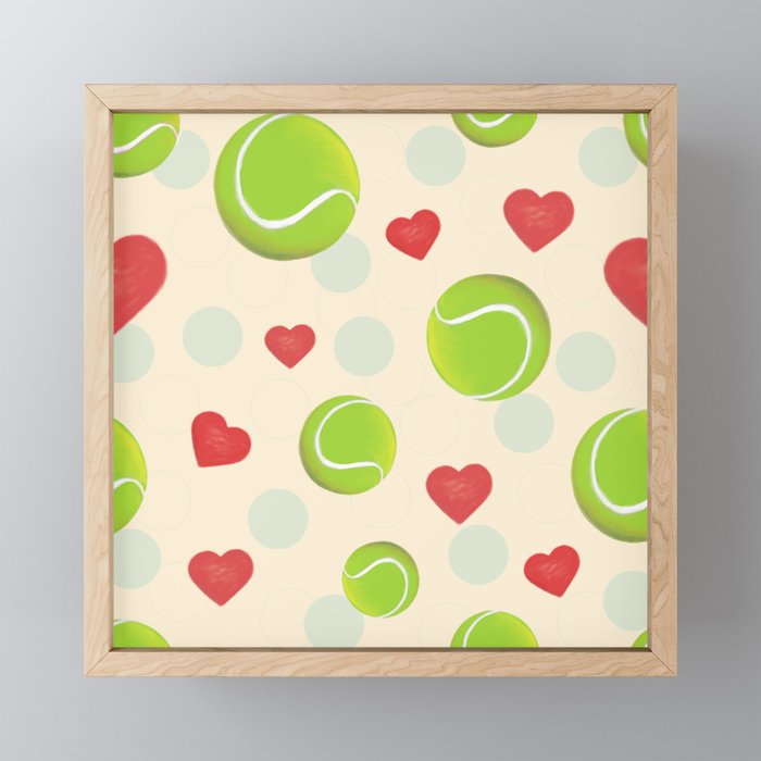 Tennis Love Pattern Framed Mini Art Print