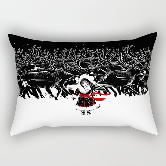Night of Reindeer Rectangular Pillow
