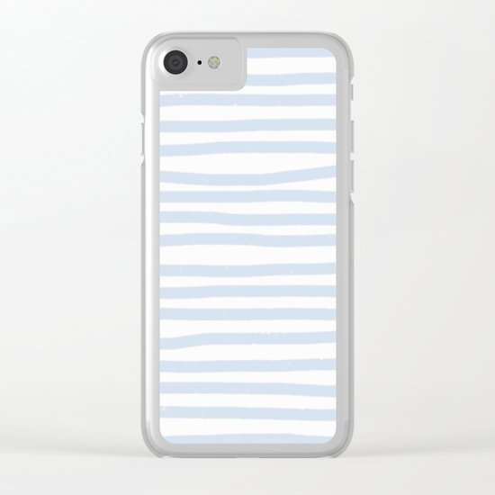 Light Blue Stripes Horizontal Clear iPhone Case