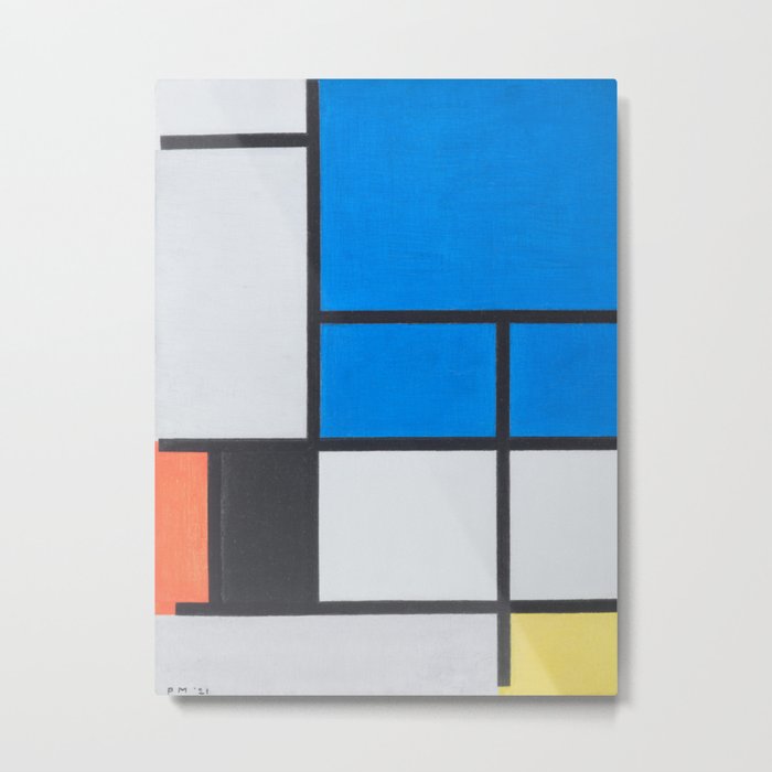 Composition with Large Blue Plane, Red, Black, Yellow, and Gray, Piet Mondrian, oil on canvas, 1921 Metal Print
