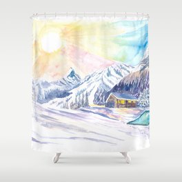 Lonely Winter Hideaway in cozy Mountain Lodge with Outdoor Pool Shower Curtain