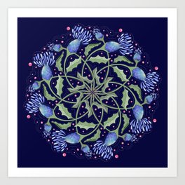 Mandala Wildflower Folk Art Art Print