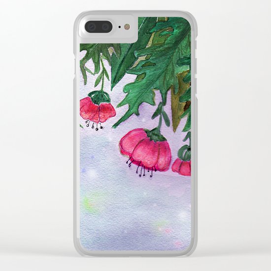 Tropical flowers and leaves . Clear iPhone Case