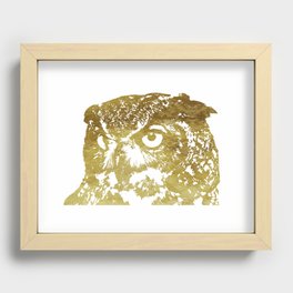 Faux Gold Foil Owl Recessed Framed Print