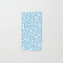 Seashell Print - Light Blue and White Hand & Bath Towel