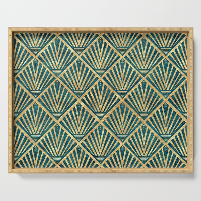 Stylish geometric diamond palm art deco inspired Serving Tray