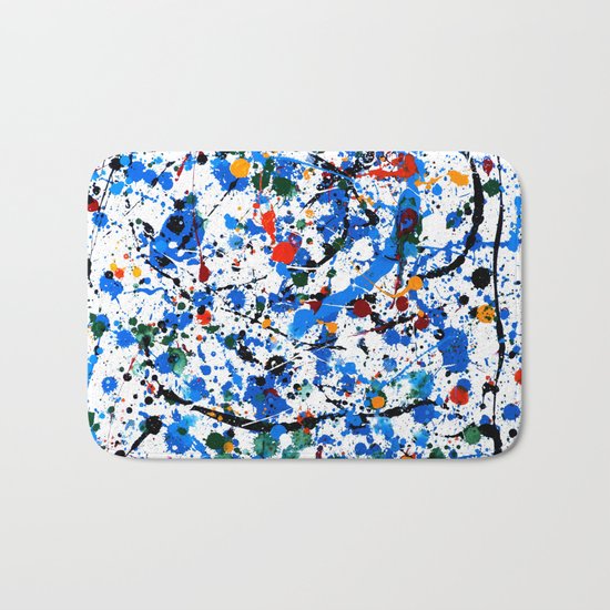 Abstract #23 - Frenzy in Blue Bath Mat