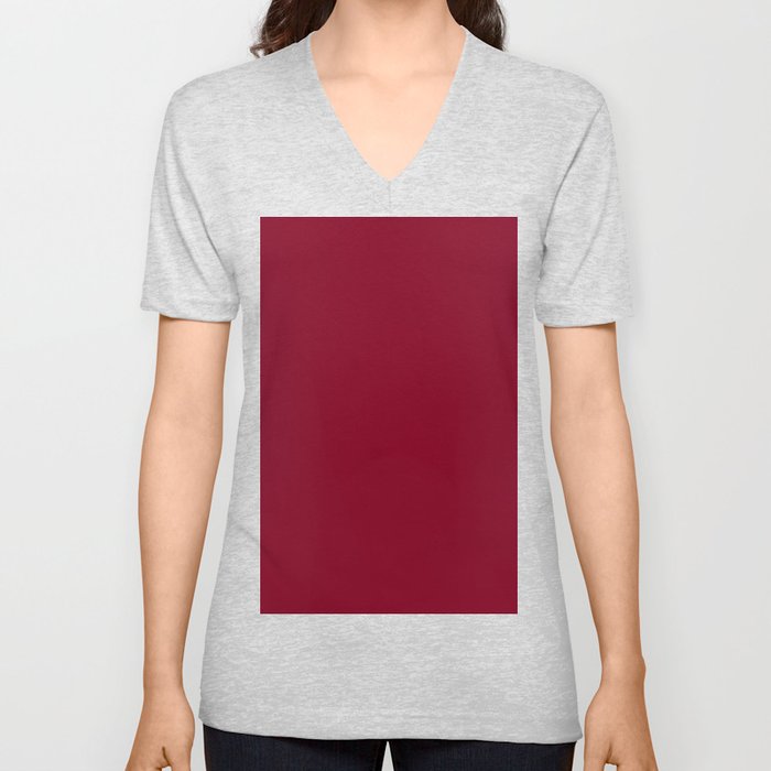 deep dark red or burgundy V Neck T Shirt