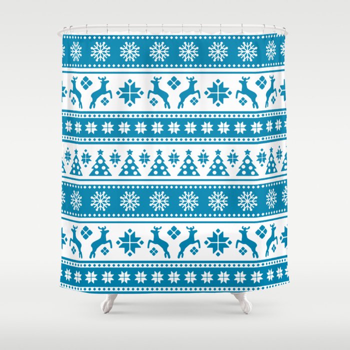 Christmas Holiday Nordic Pattern Cozy Shower Curtain
