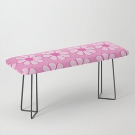 Cheerful Retro Daisy Floral Pattern in Preppy Pink Bench