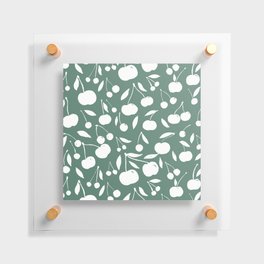 Cherries pattern - eucalyptus Floating Acrylic Print