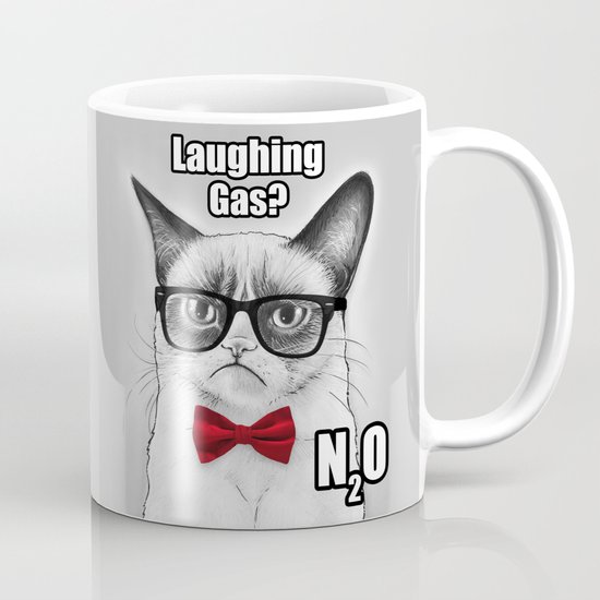 Grumpy Chemistry Cat Geek Science Meme Whimsical Animals in Glasses Mug