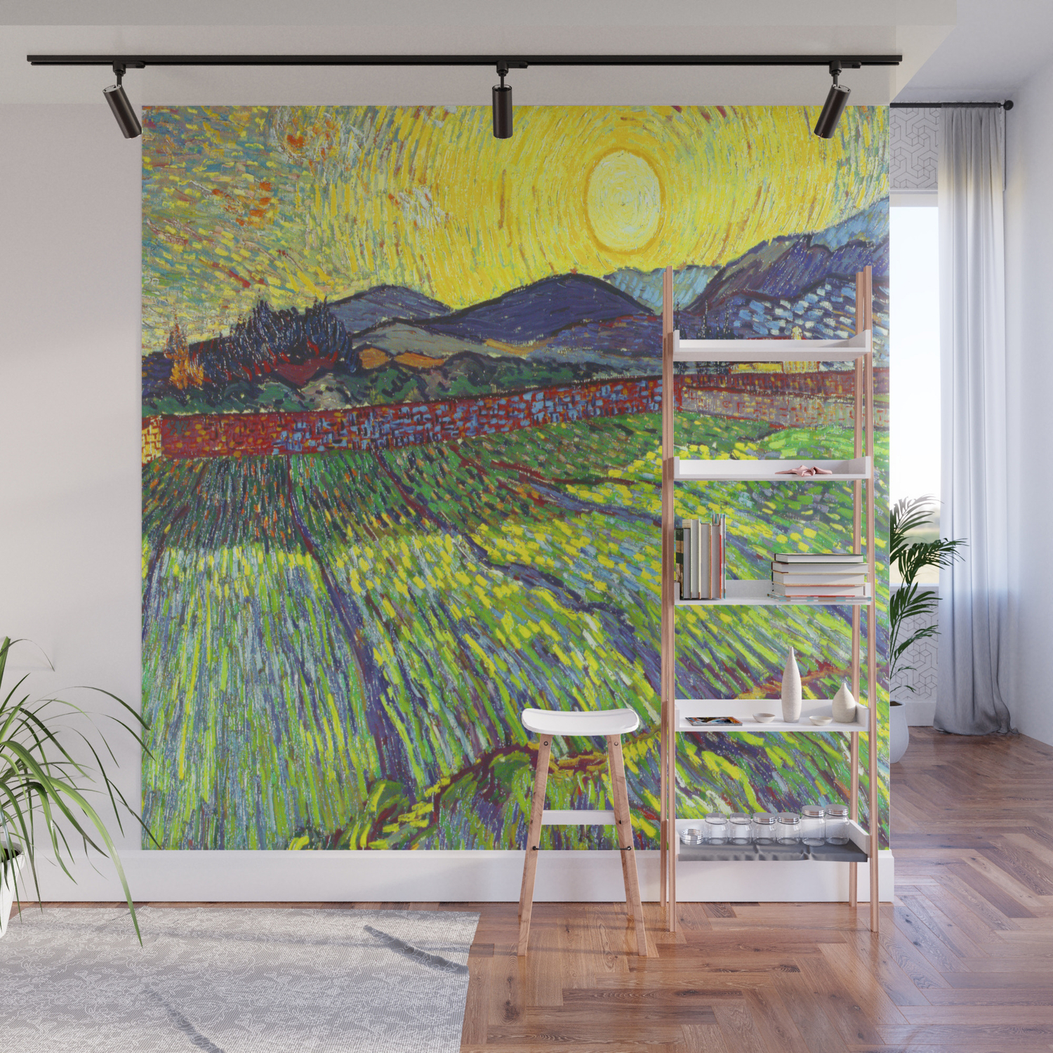 Van Gogh Enclosed Field With Rising Sun Wall Mural By Jjbzz Society6