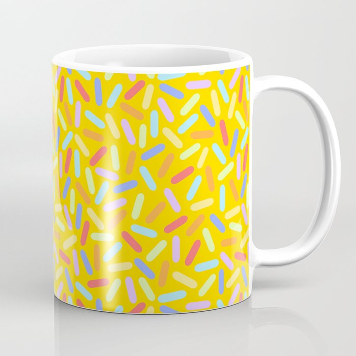 Dessert Digital Rainbow Sprinkles on Yellow Graphic Pattern Design Coffee Mug
