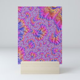Funky Psychedelic Vibrant Colorful Jewel Tone Hippie Boho Spiral Fractal Art Mini Art Print