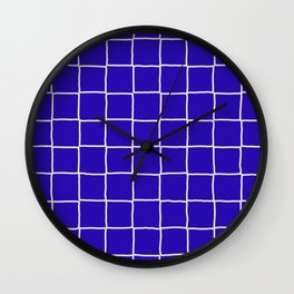 Bold Navy Blue Checkered Tiles Wall Clock