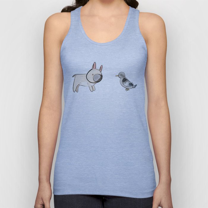 George the Frenchie and a NYC Pigeon Tank Top