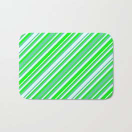 [ Thumbnail: Lime, Aquamarine, and Light Cyan Colored Lines Pattern Bath Mat ]
