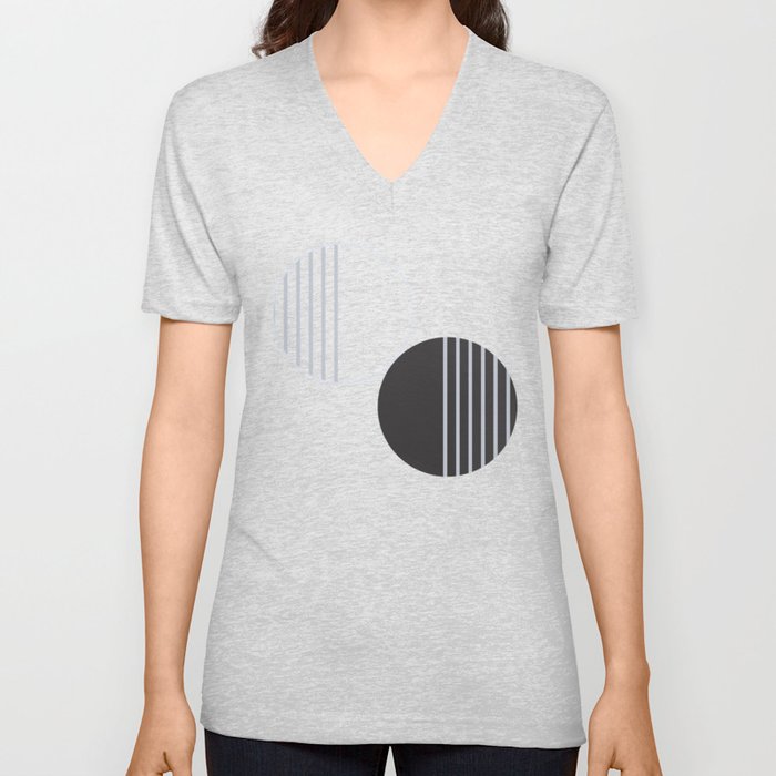 Simple Circle Pattern V Neck T Shirt